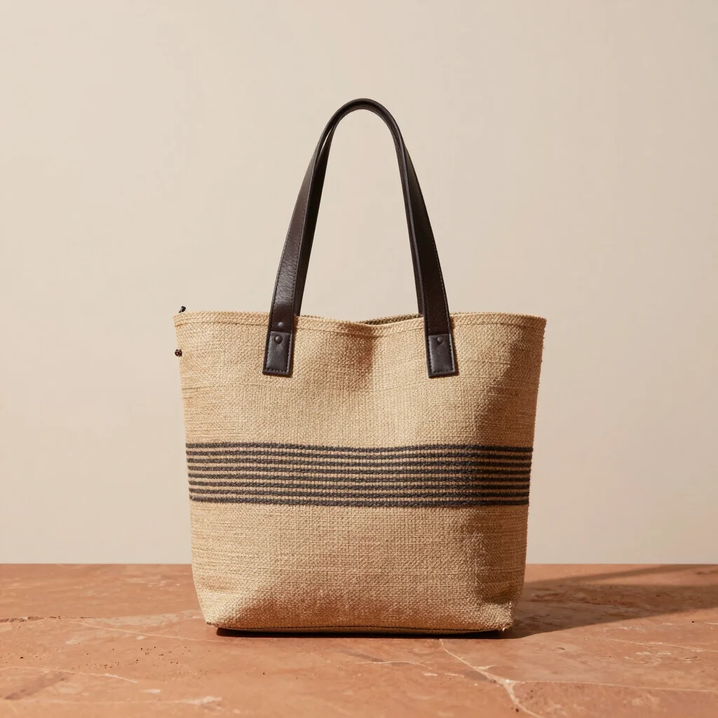Woven Sisal & Leather Tote Bag